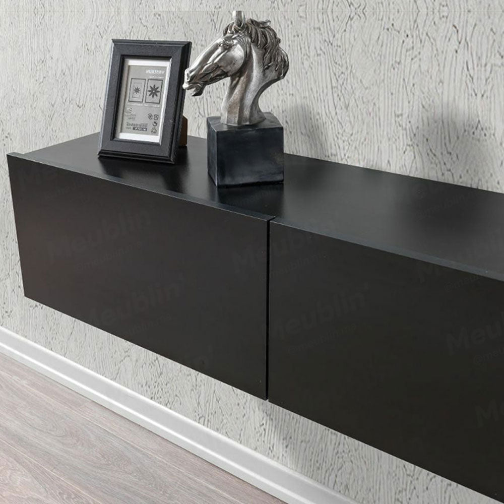 Meuble TV design suspendu DAMLA 180 cm - Noir