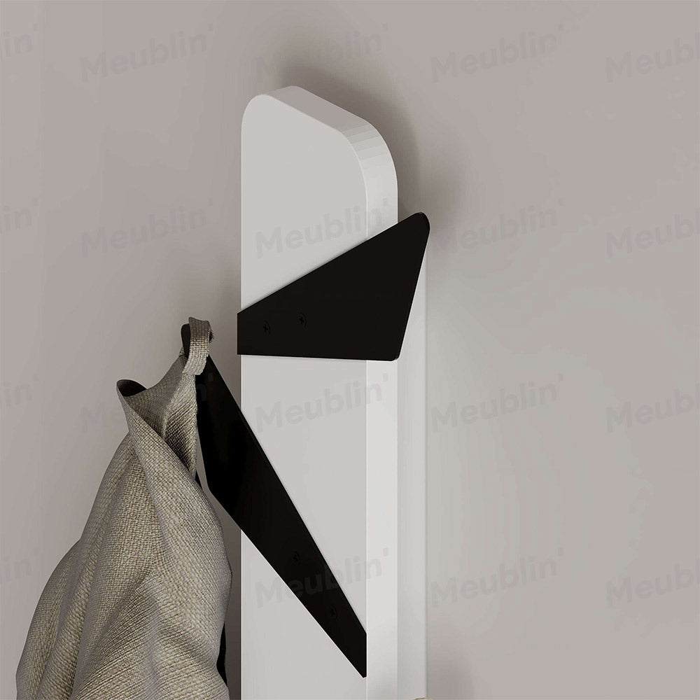 Porte-manteau décoratif en bois et métal - ALESTA 74cm - Blanc et Noir