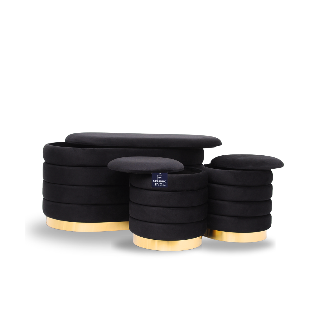 Trio de Tabourets Prestige – Noir Intense