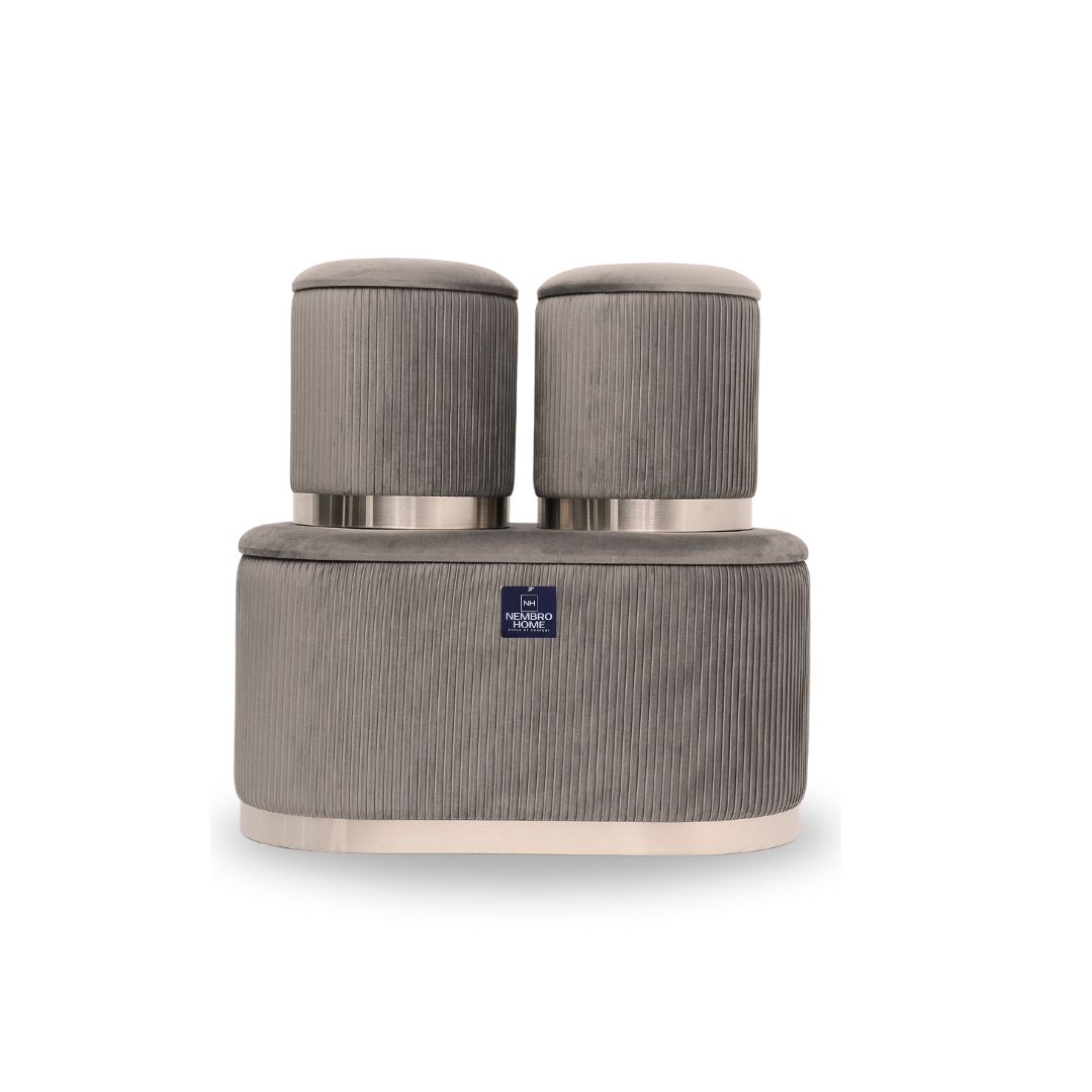 Trio de Tabourets Prestige – Gris Éclipse