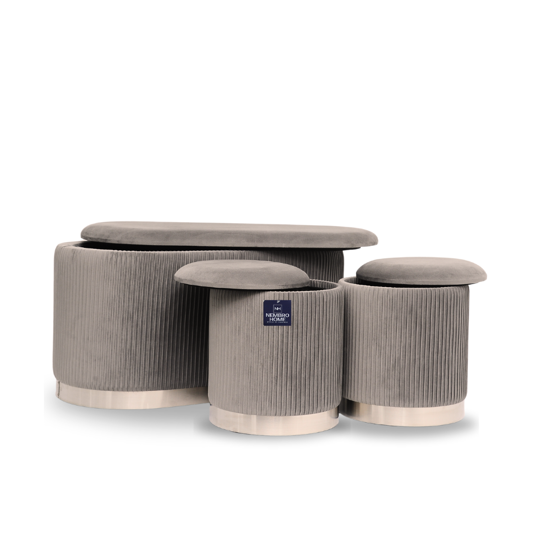 Trio de Tabourets Prestige – Gris Éclipse