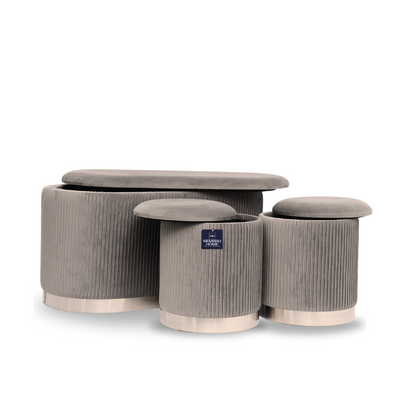 Trio de Tabourets Prestige – Gris Éclipse