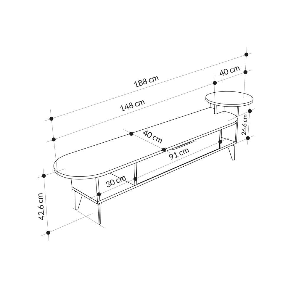 Meuble TV moderne ADA 190 cm pour séjour ou salon - Noyer