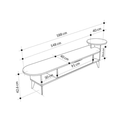 Meuble TV moderne ADA 190 cm pour séjour ou salon - Noyer