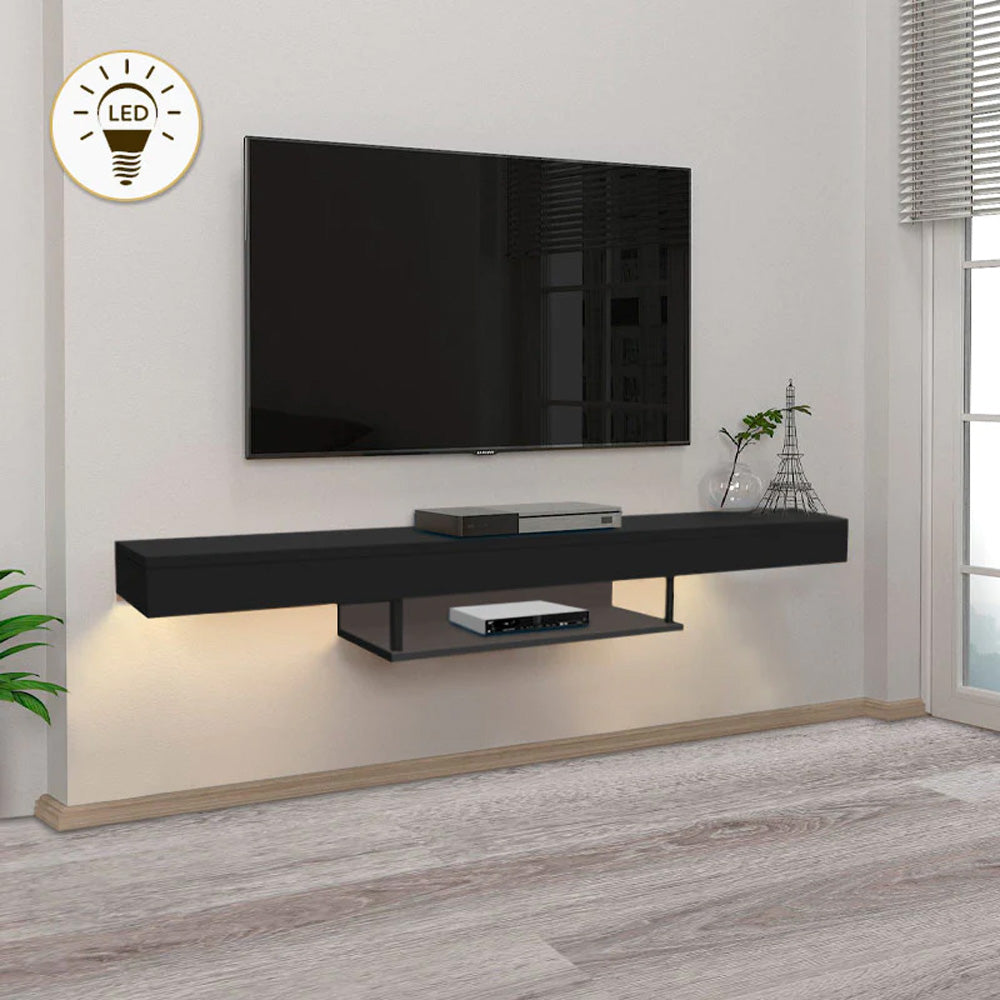 Meuble TV design suspendu ALBERES 150 cm - Noir