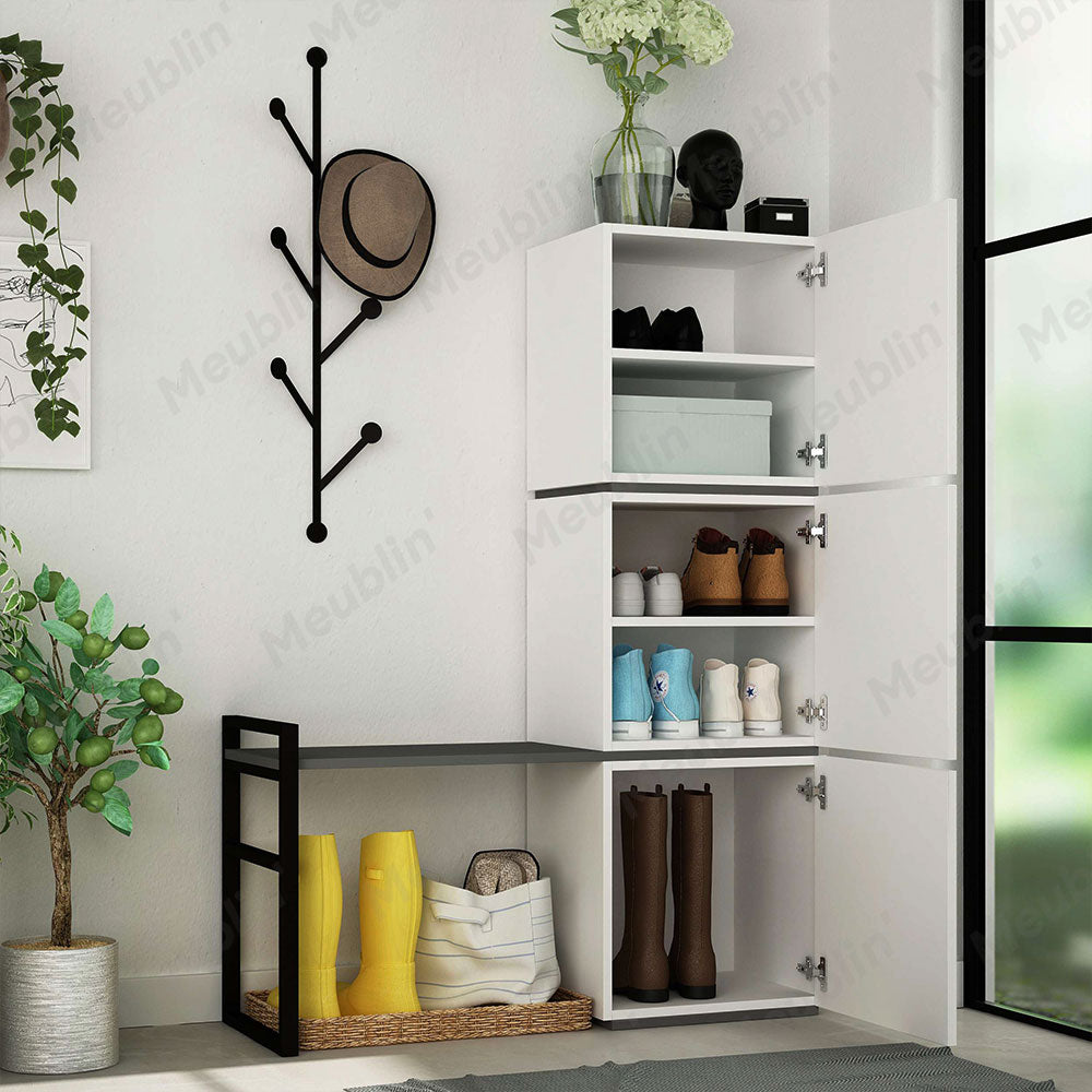 Meuble d'entrée MELLO 150 cm - Rangement chaussurese et  porte-manteaux