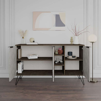 Console CLARA 142 cm - Buffet et Bahut de rangement - Marbré Clair