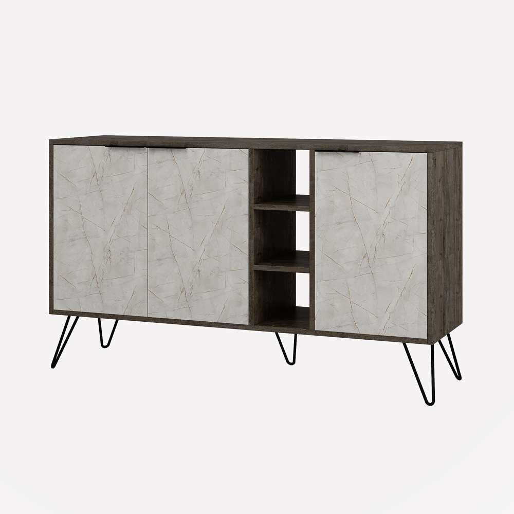 Console CLARA 142 cm - Buffet et Bahut de rangement - Marbré Clair