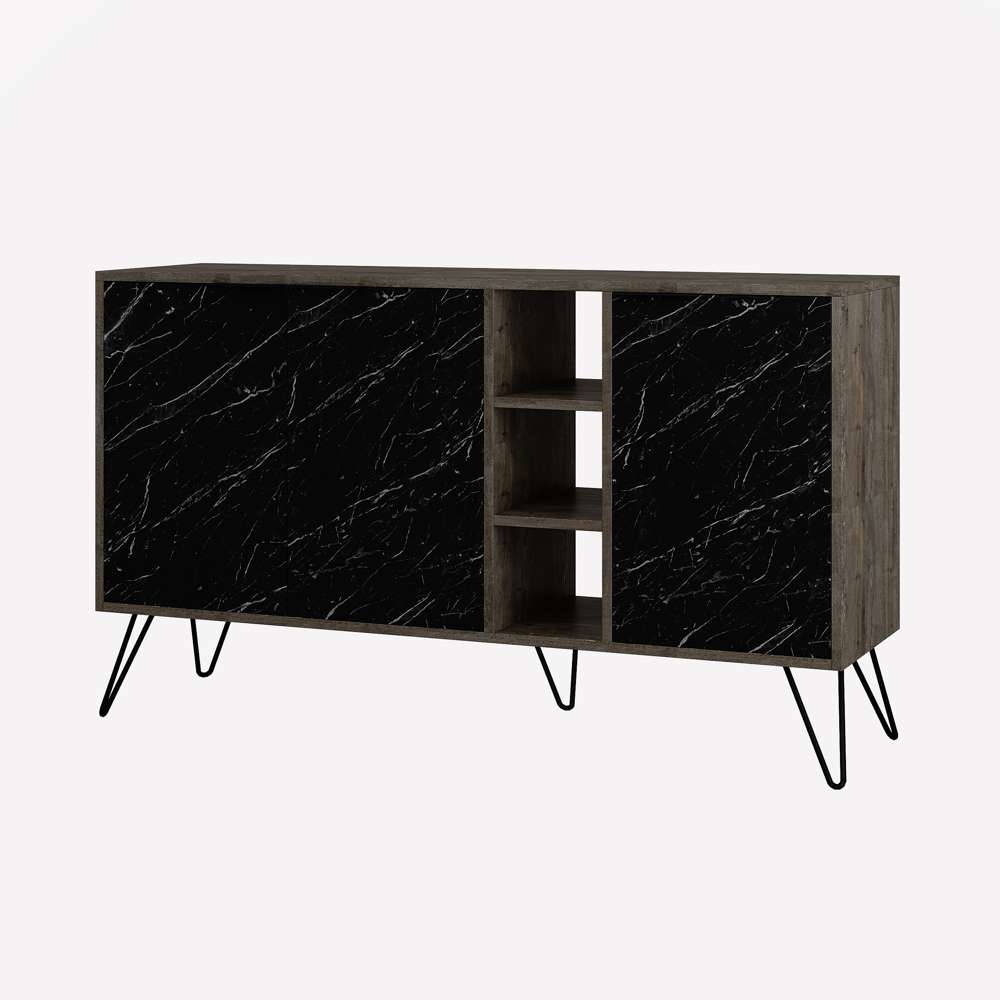 Console CLARA 142 cm - Buffet et Bahut de rangement - Dark Brown Marbré