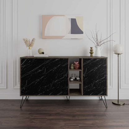Console CLARA 142 cm - Buffet et Bahut de rangement - Dark Brown Marbré