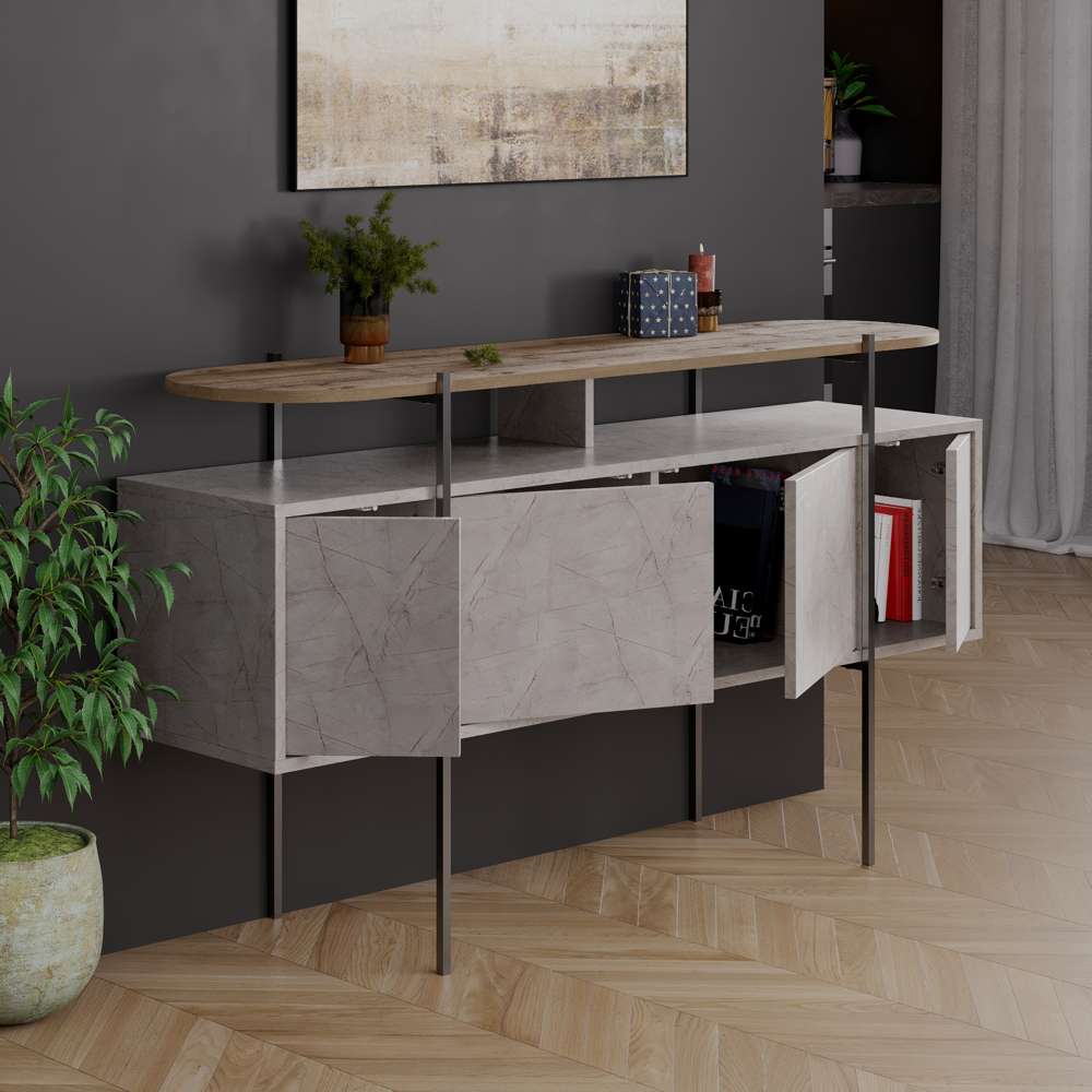Console moderne à 4 portes HANLEY 150 cm - Ameublement d'intérieur