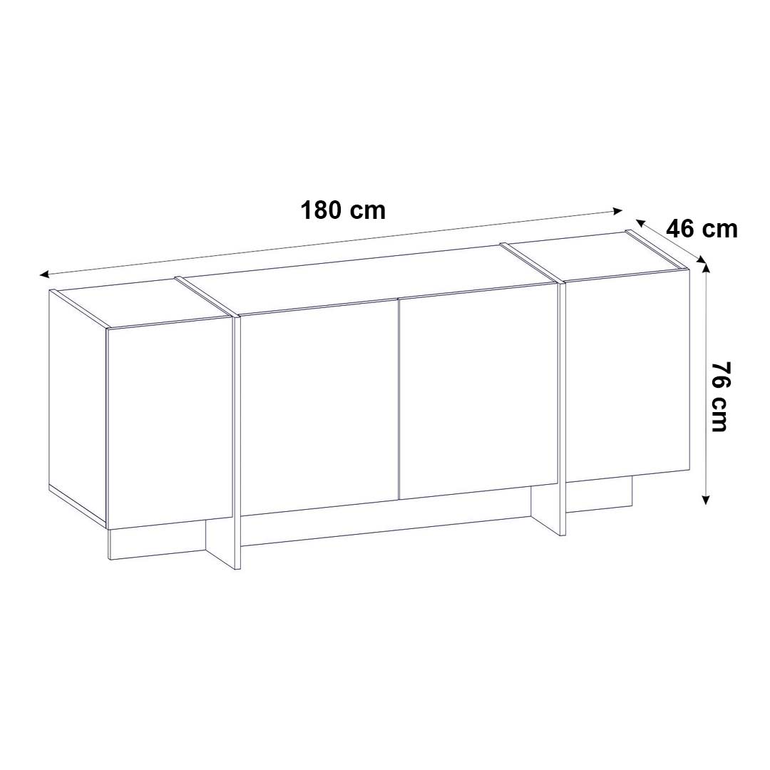 Console VEYRON 180 cm - Buffet et Bahut de rangement - Effet marbre noir