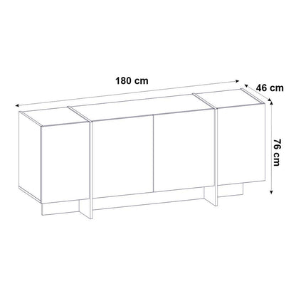 Console VEYRON 180 cm - Buffet et Bahut de rangement - Effet marbre noir