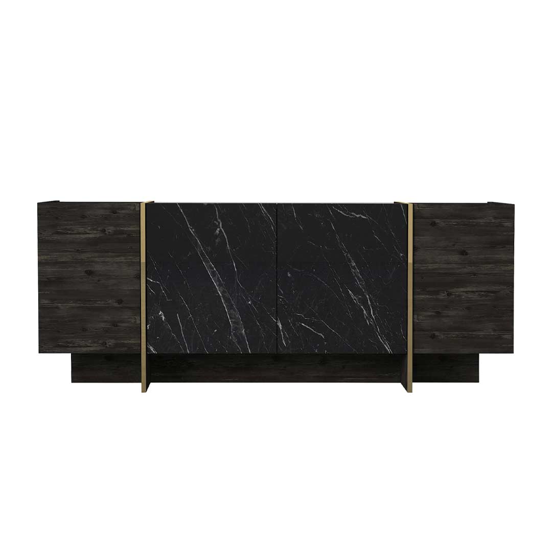 Console VEYRON 180 cm - Buffet et Bahut de rangement - Effet marbre noir