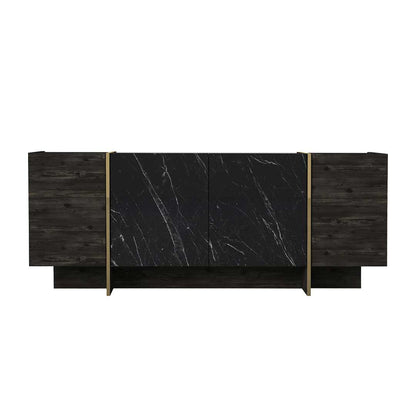Console VEYRON 180 cm - Buffet et Bahut de rangement - Effet marbre noir