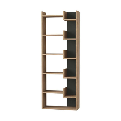 Bibliothèque à étagères de rangement OPPA 162 cm - Chêne et gris