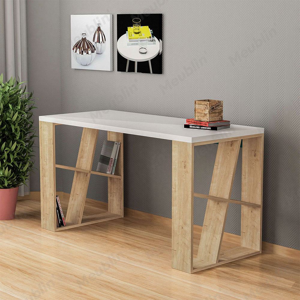 Bureau de travail en bois solide HONEY 137 cm
