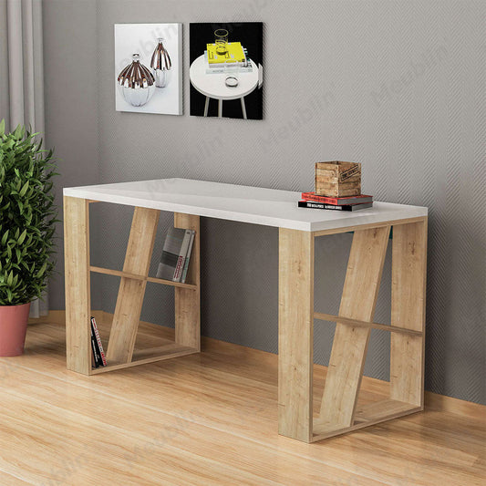 Bureau de travail en bois solide HONEY 137 cm