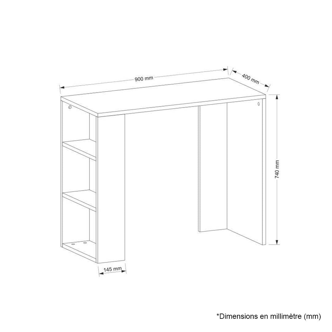 Bureau de travail en bois blanc NETENYA 90 cm