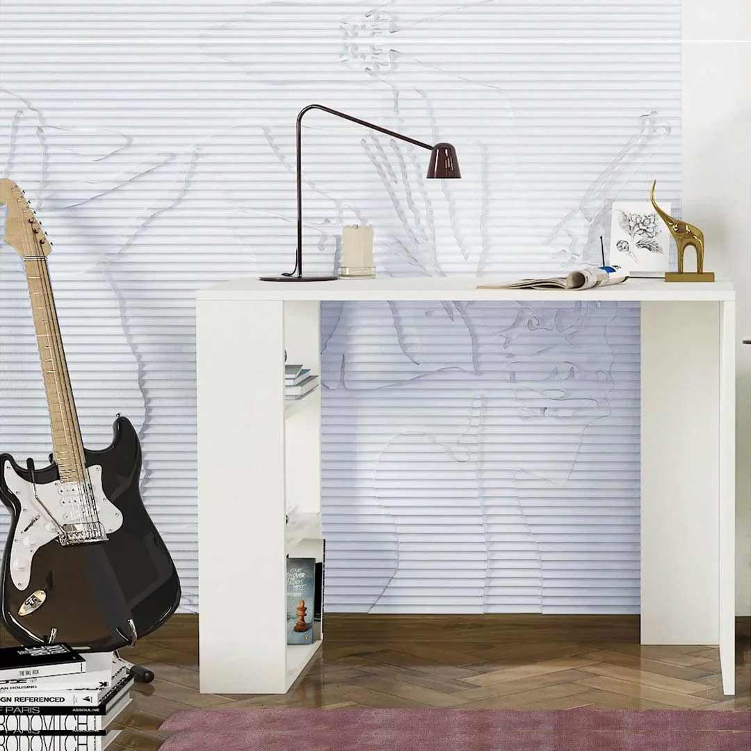 Bureau de travail en bois blanc NETENYA 90 cm