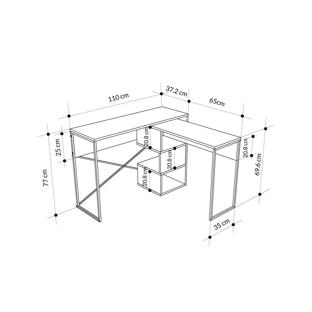 Bureau de travail en bois BADAU 110 cm