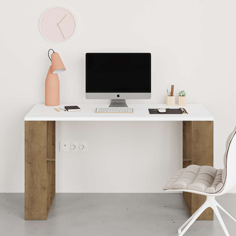 Bureau de travail en bois solide HONEY 137 cm
