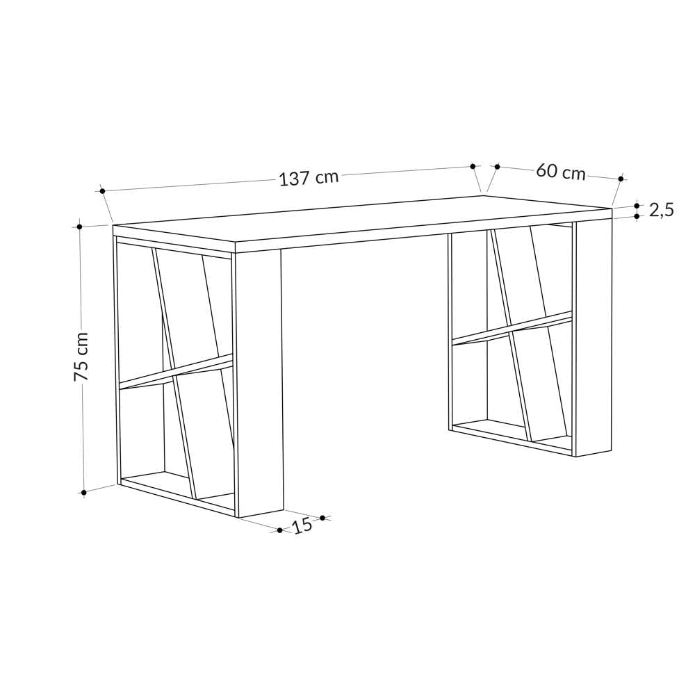 Bureau de travail en bois solide HONEY 137 cm