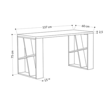 Bureau de travail en bois solide HONEY 137 cm