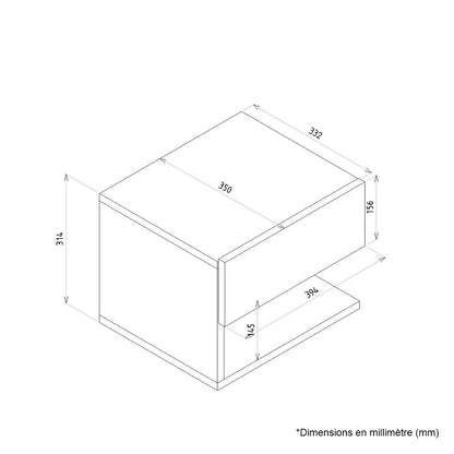 Table de nuit design suspendu ATUSA chêne à 1 tiroir
