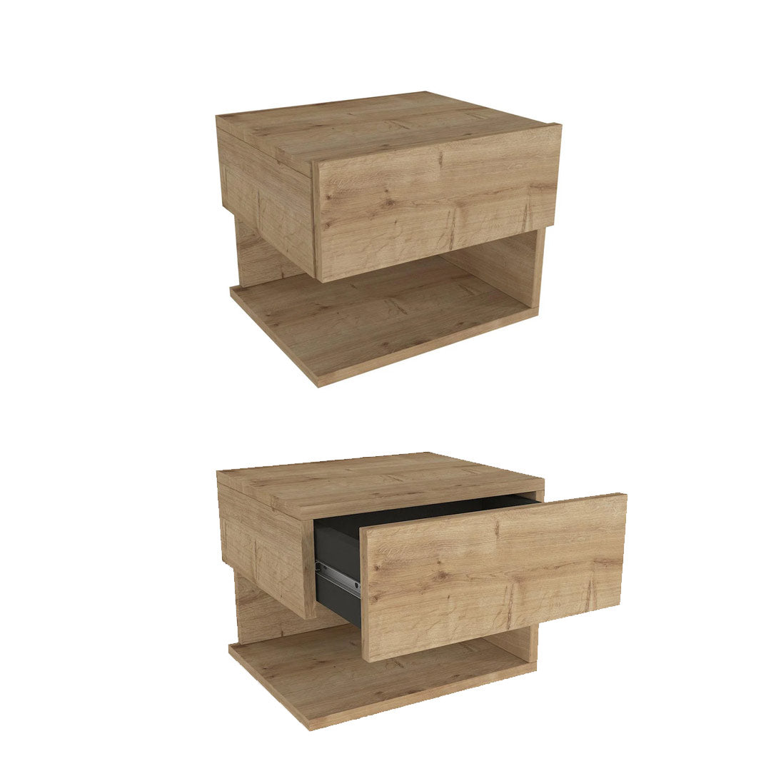 Table de nuit design suspendu ATUSA chêne à 1 tiroir