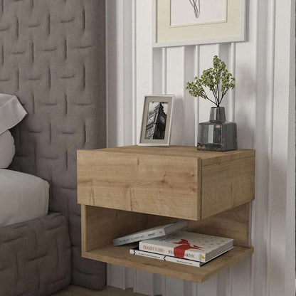 Table de nuit design suspendu ATUSA chêne à 1 tiroir