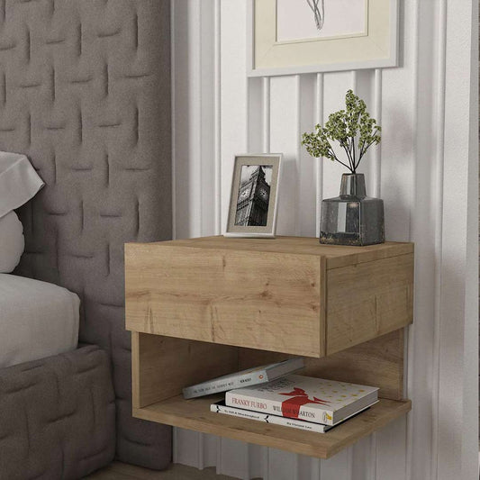Table de nuit design suspendu ATUSA chêne à 1 tiroir