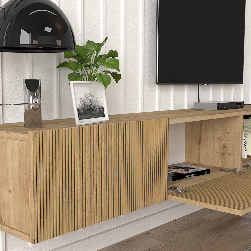 Meuble TV design suspendu DAMLA 180 cm - Chêne YUNUS