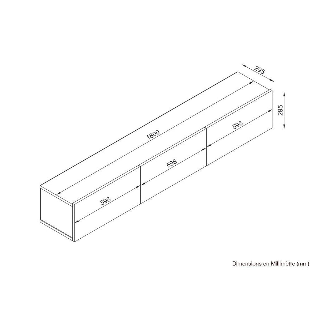 Meuble TV design suspendu DAMLA 180 cm - Chêne et noir