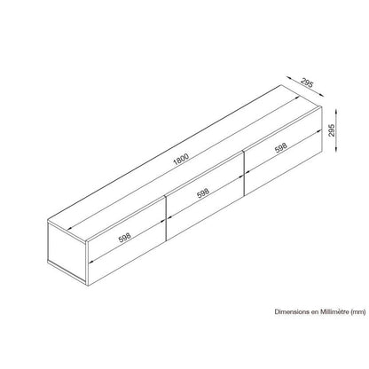 Meuble TV design suspendu DAMLA 180 cm - Chêne et noir