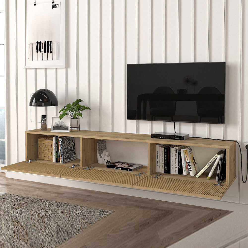 Meuble TV design suspendu DAMLA 180 cm - Chêne YUNUS
