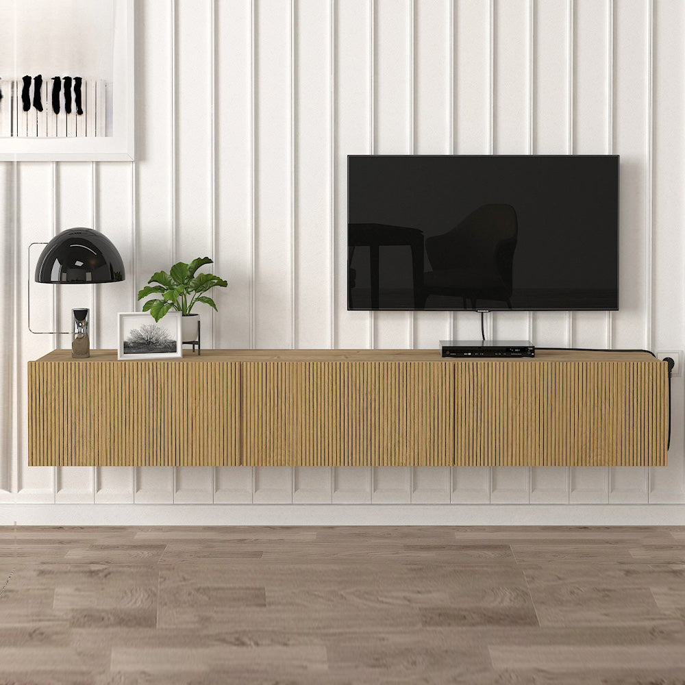 Meuble TV design suspendu DAMLA 180 cm - Chêne YUNUS