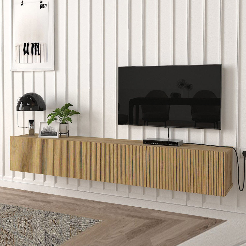 Meuble TV design suspendu DAMLA 180 cm - Chêne YUNUS