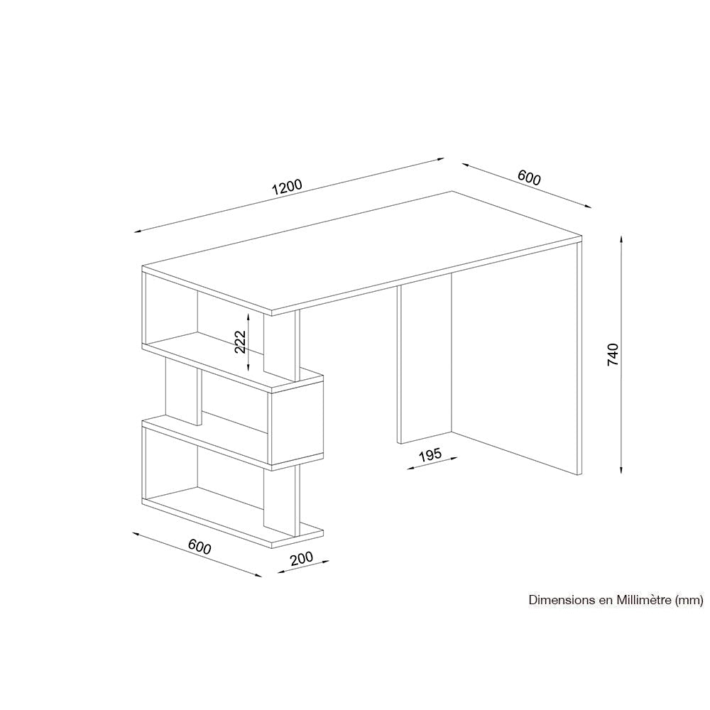 Bureau de travail moderne ELBA 120 cm