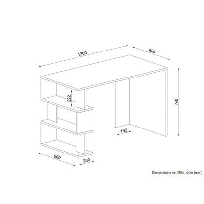 Bureau de travail moderne ELBA 120 cm