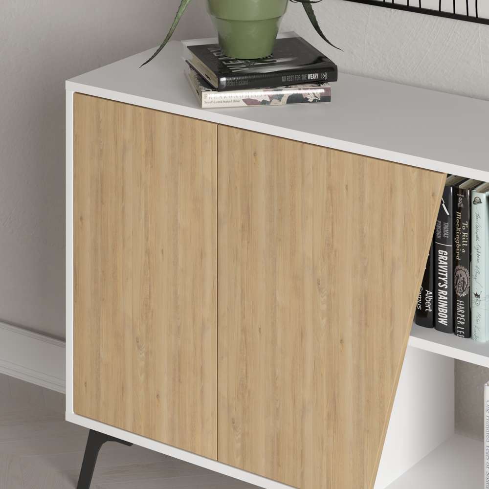 Console FIONA 180 cm - Buffet et Bahut de rangement - Chêne et blanc
