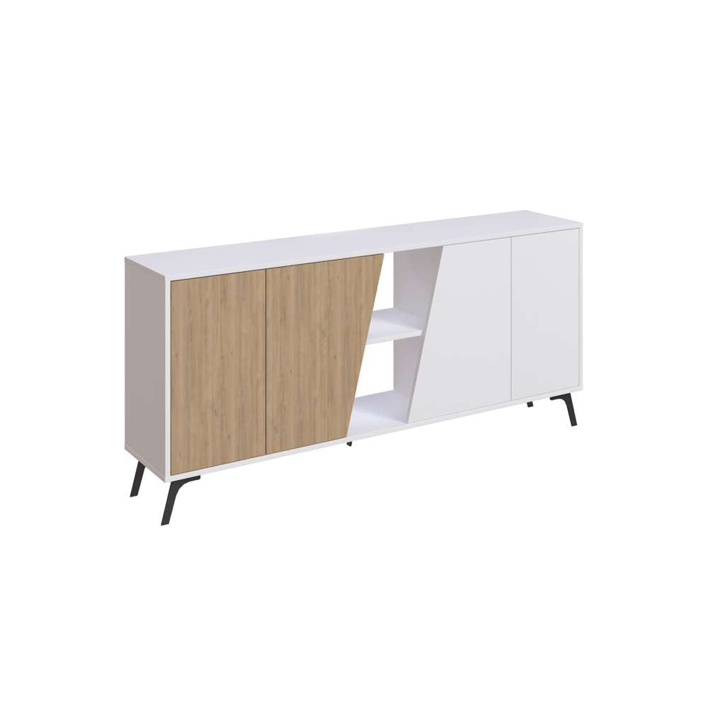 Console FIONA 180 cm - Buffet et Bahut de rangement - Chêne et blanc