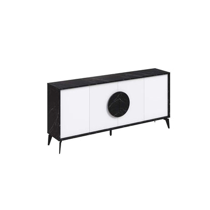 Console GORA 180 cm - Buffet et Bahut de rangement - Noir et blanc