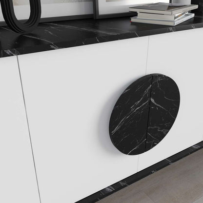 Console GORA 180 cm - Buffet et Bahut de rangement - Noir et blanc