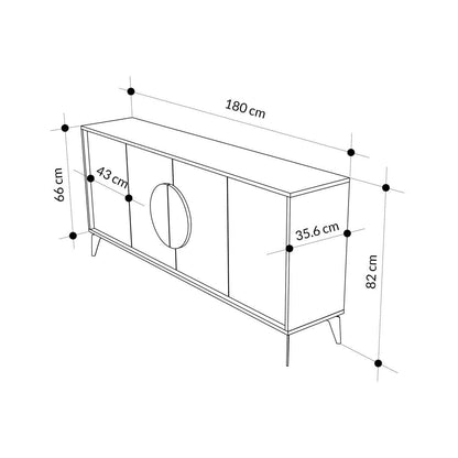 Console GORA 180 cm - Buffet et Bahut de rangement - Noir et blanc