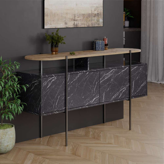 Console moderne à 4 portes HANLEY 150 cm - Meuble d'entrée ou chambre