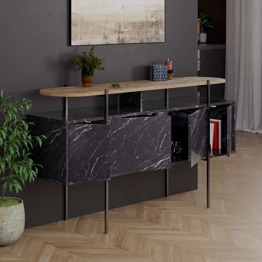 Console moderne à 4 portes HANLEY 150 cm - Meuble d'entrée ou chambre