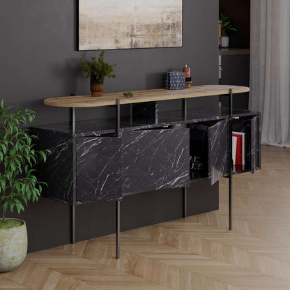 Console moderne à 4 portes HANLEY 150 cm - Meuble d'entrée ou chambre