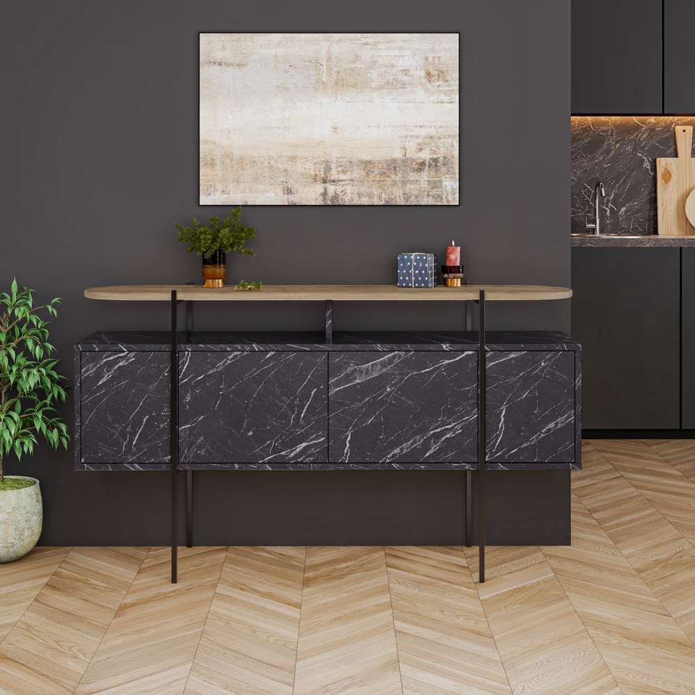 Console moderne à 4 portes HANLEY 150 cm - Meuble d'entrée ou chambre