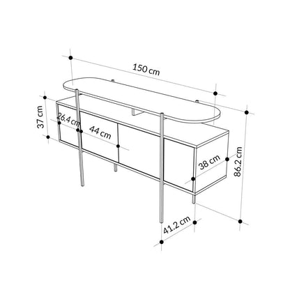 Console moderne à 4 portes HANLEY 150 cm - Meuble d'entrée ou chambre